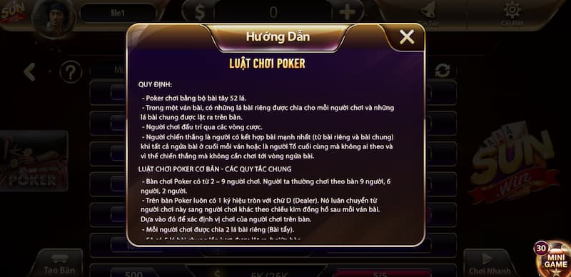 Poker Sunwin: Khám phá cách chơi game bài chi tiết nhất 3 Luật chơi cơ bản của Poker tại cổng Sunwin